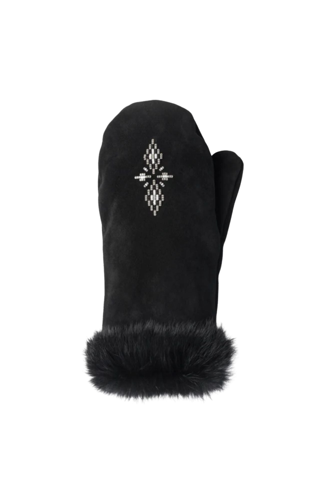 Fur Trim Leather Mitt