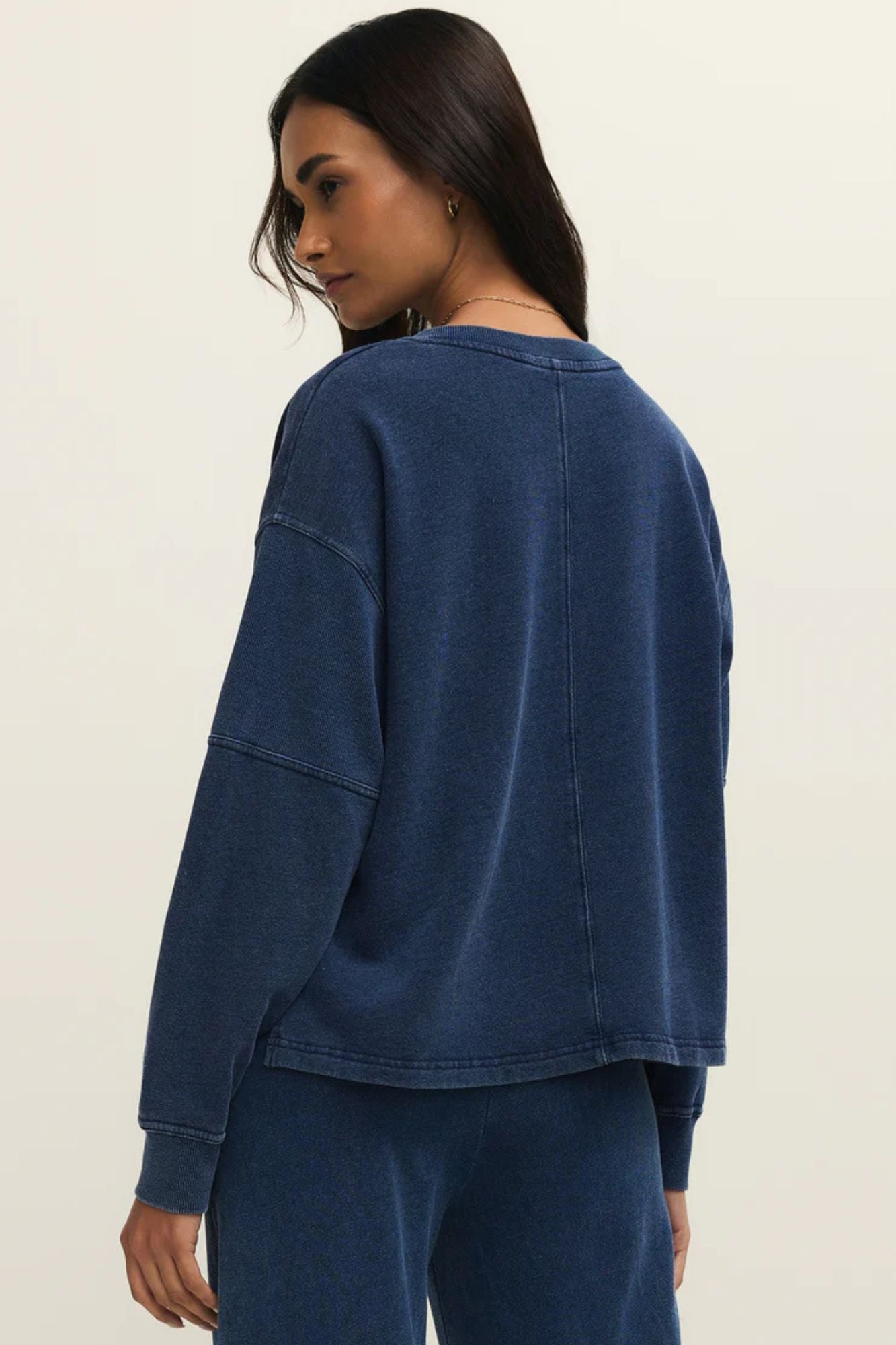 Delphine Knit Denim Sweatshirt