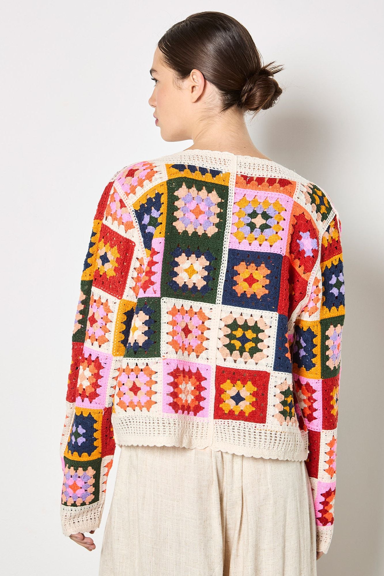 Bright Crochet Squares Cardigan