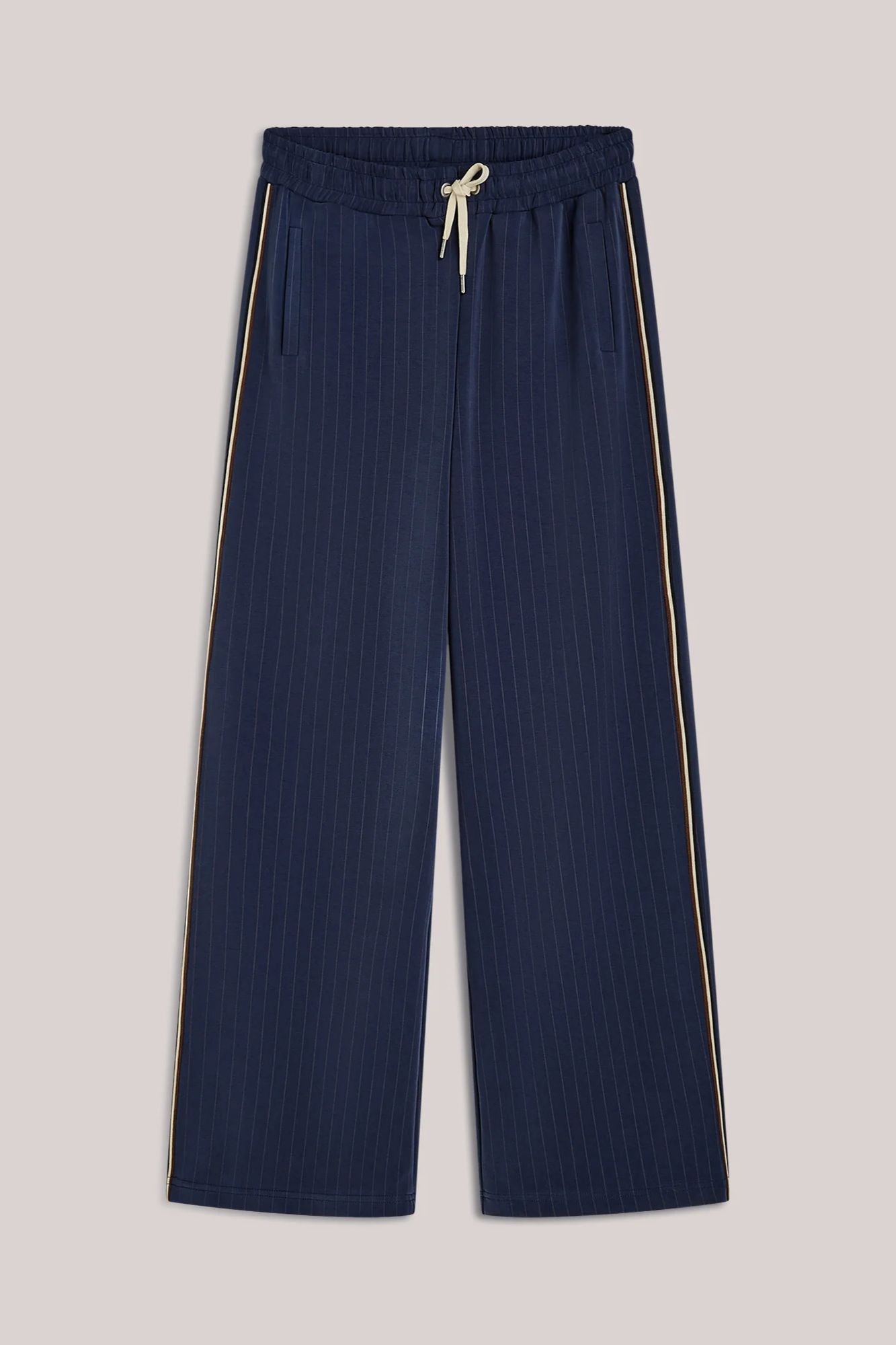 Pinstripe Trousers in Scuba Fabric
