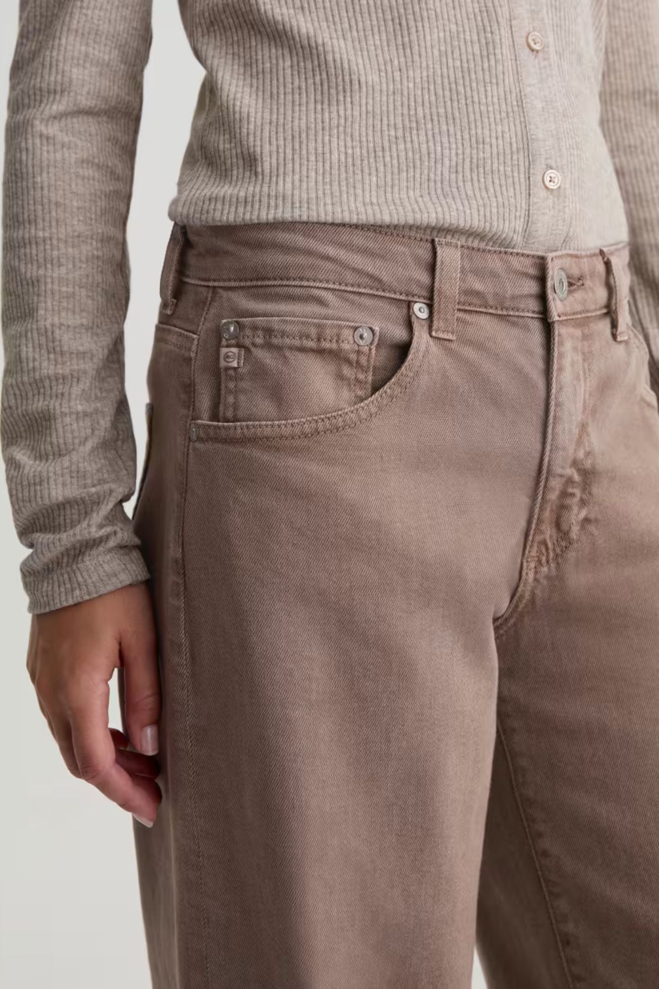 Adria Low-Rise Wide Leg Sulfur Taupe Grey