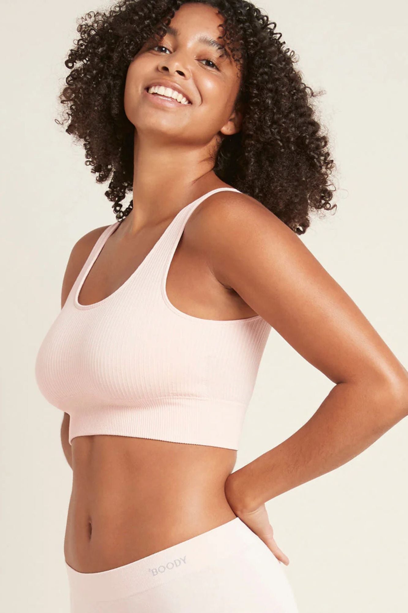 Ribbed Seamless Bra - Nude