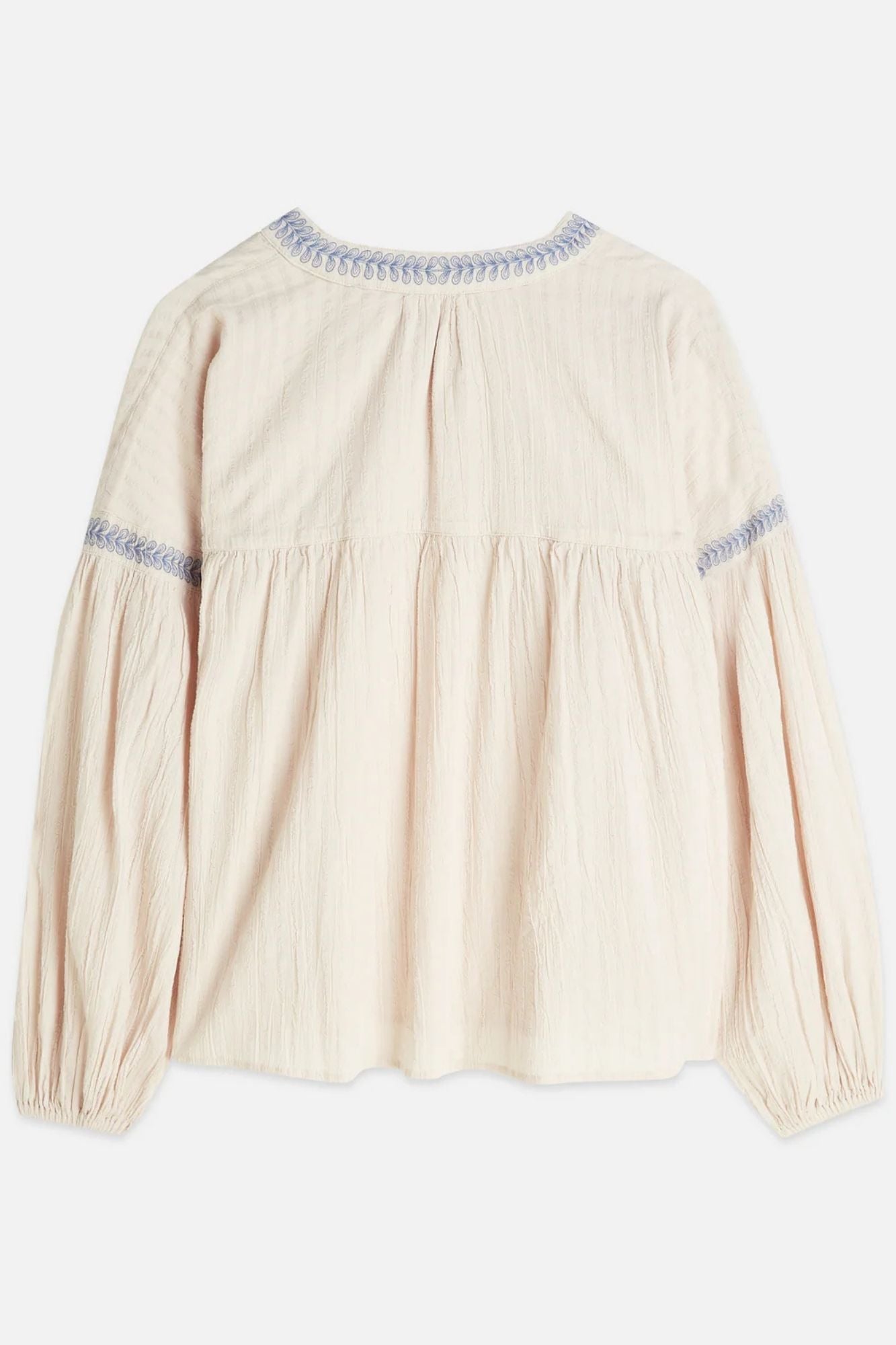 Cotton Crepe Blouse With Embroidered Details