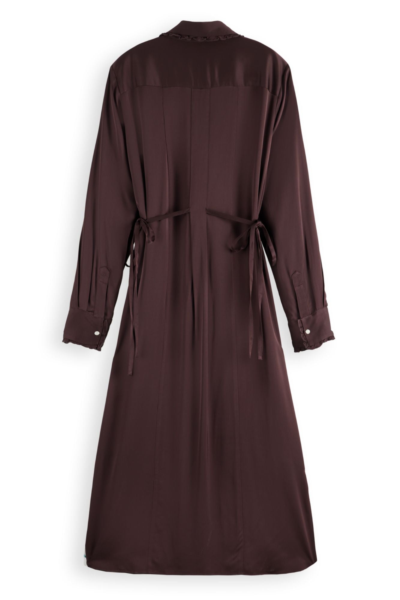 Midi Shirt Dress With Tied Waist and Ruffles