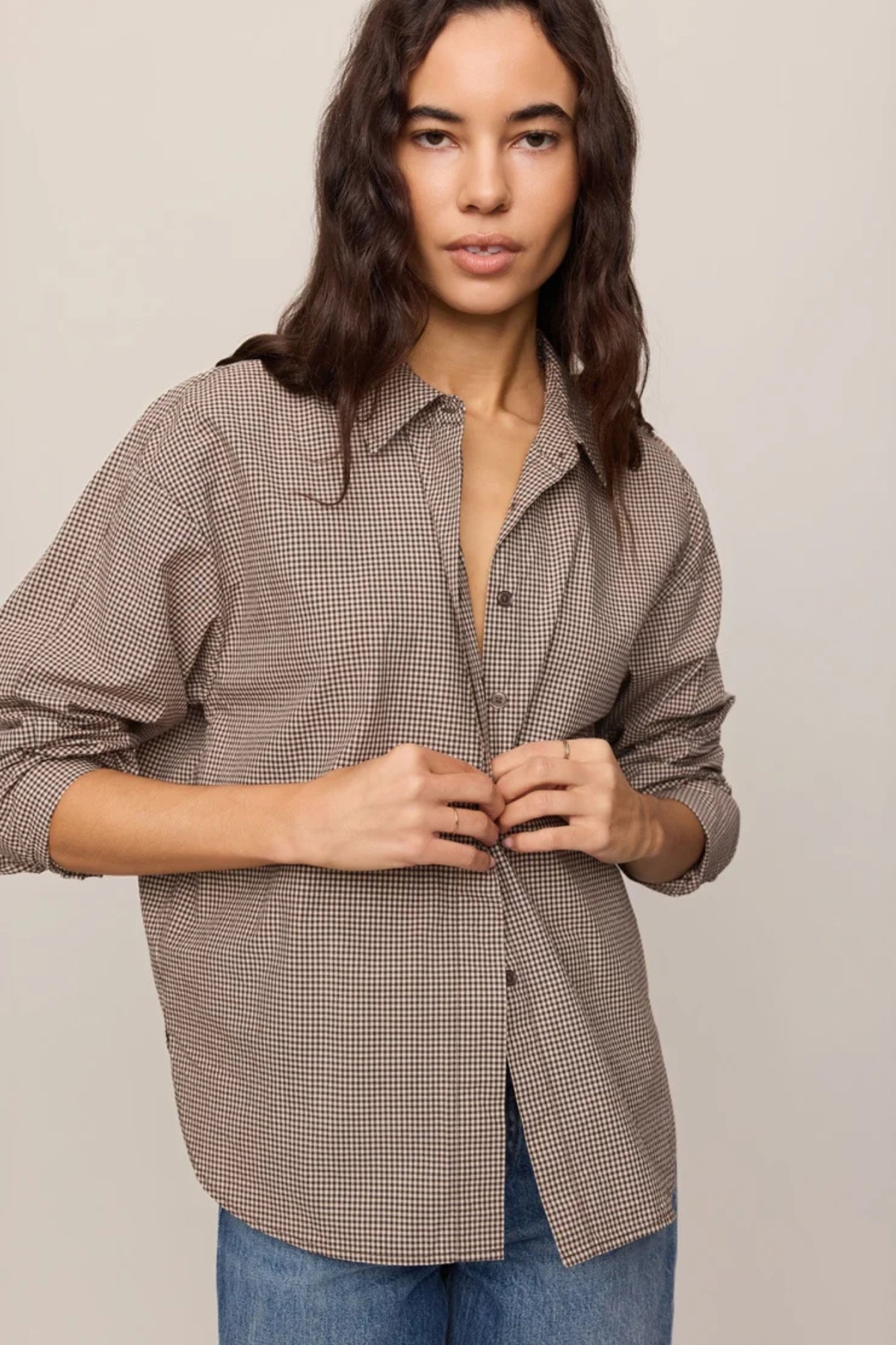 On Duty Gingham Button up Top