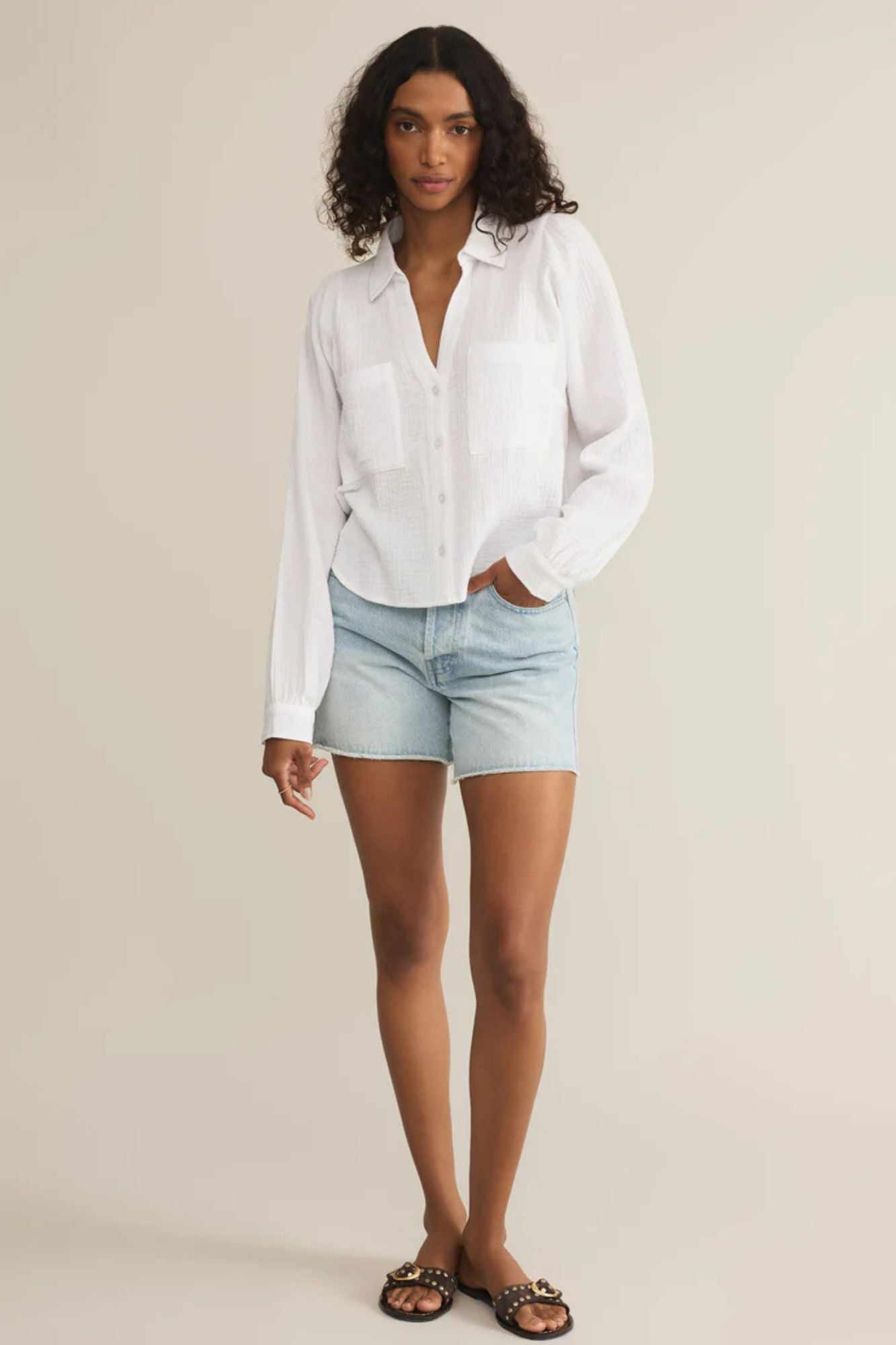 Campo Button Up Gauze Top