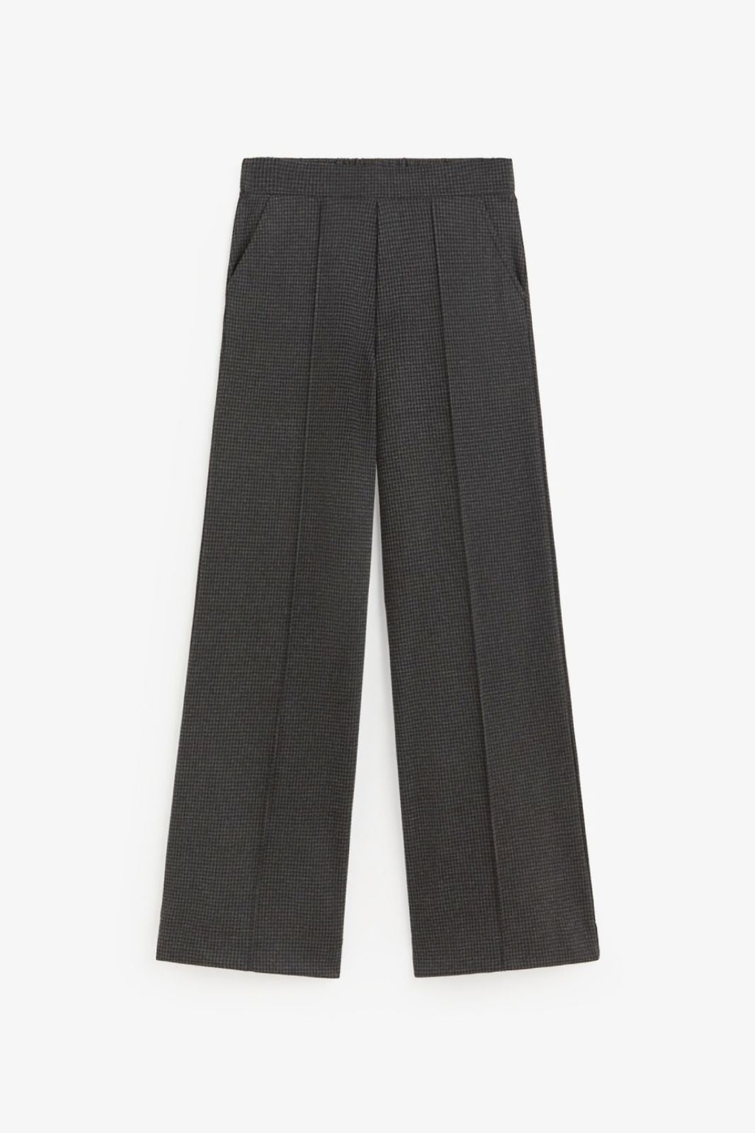 Wide Leg Check Trousers