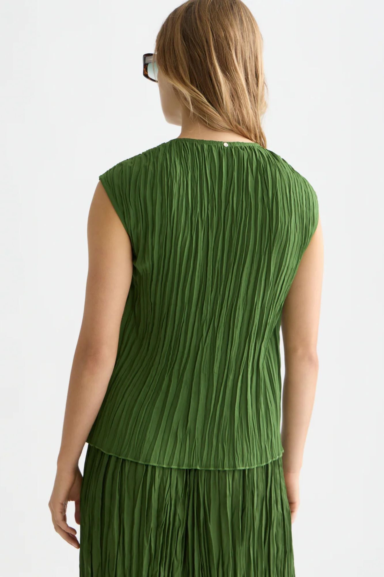 Micro Pleat Top With Ties