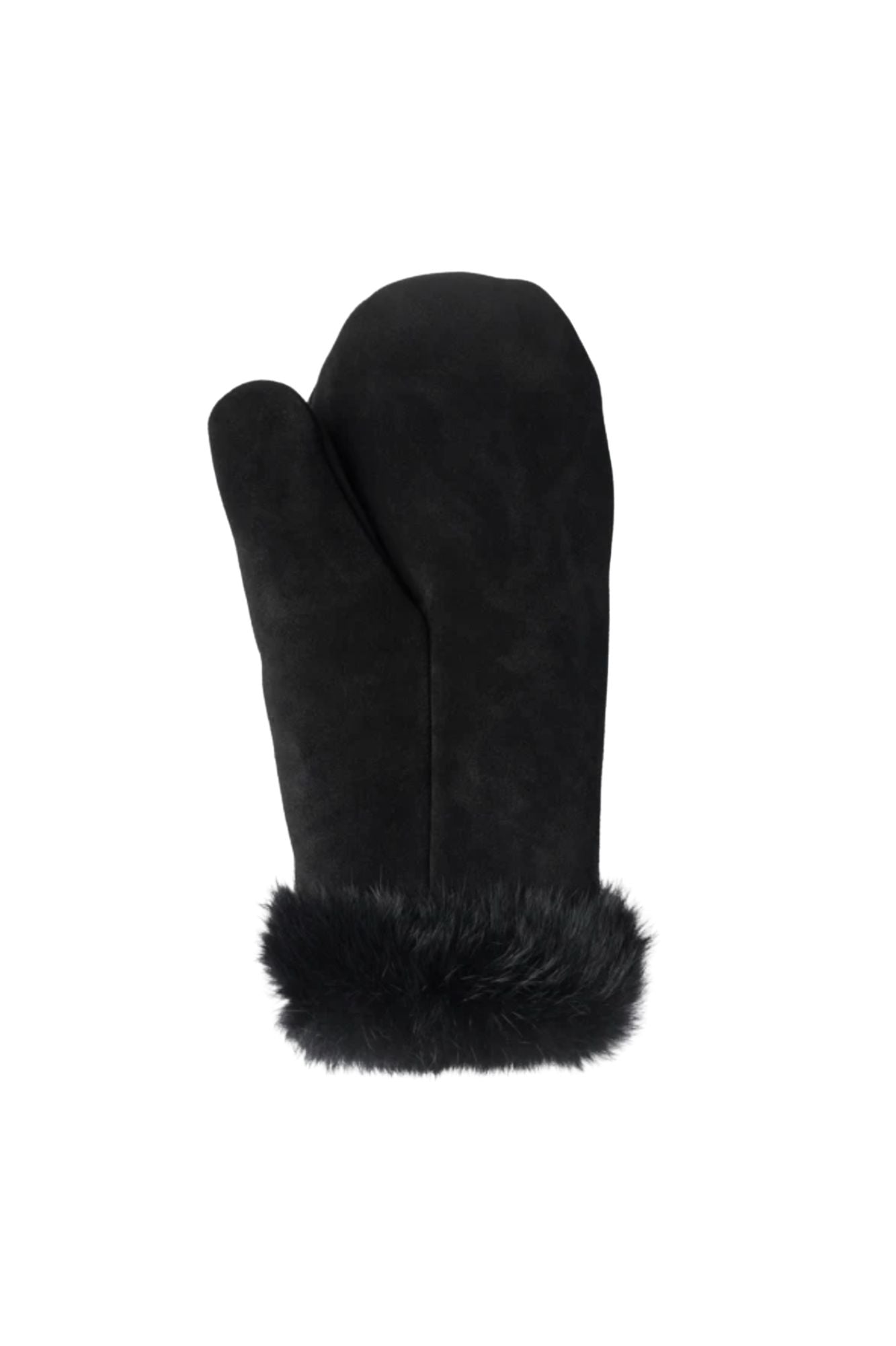 Fur Trim Leather Mitt