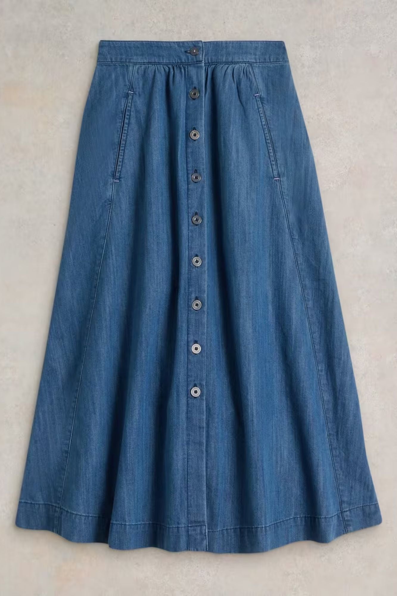 Heather Denim Midi Skirt