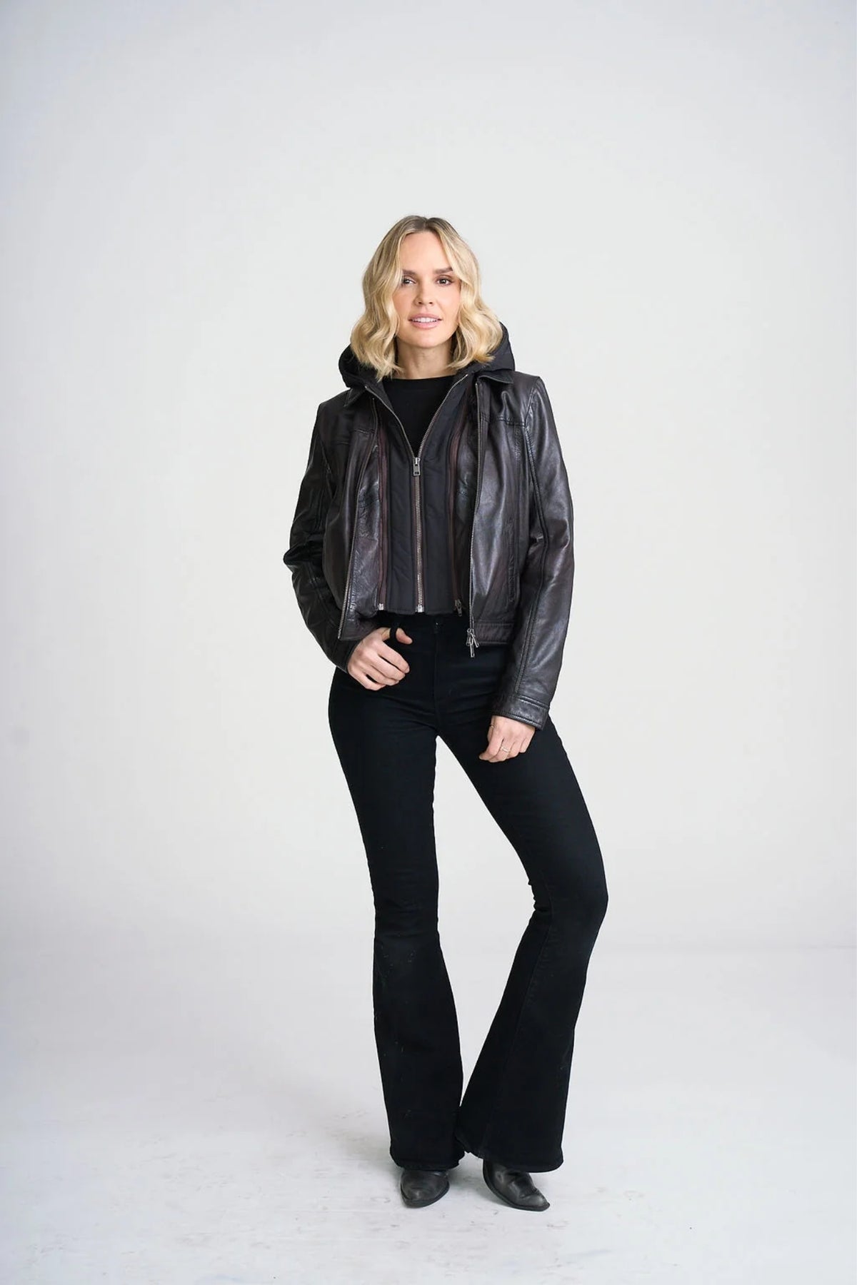 Avih Hooded Leather Jacket
