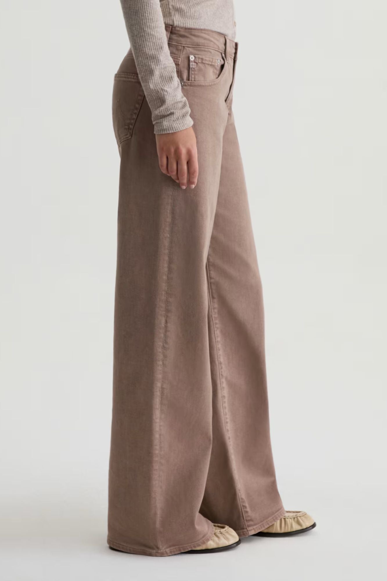 Adria Low-Rise Wide Leg Sulfur Taupe Grey
