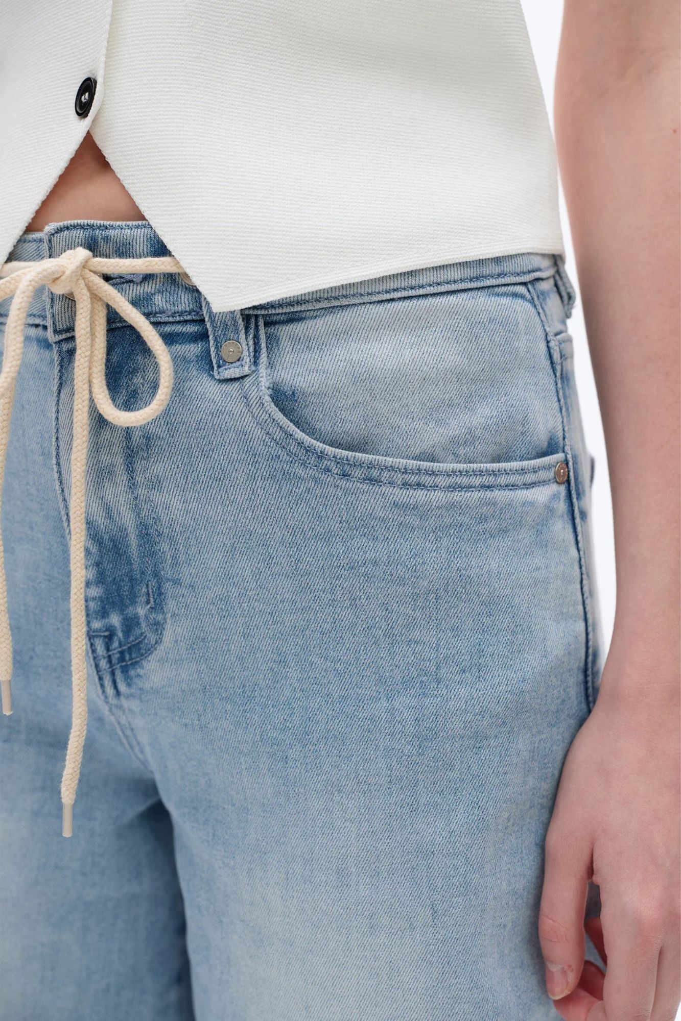 High Rise Drawstring Baggy Jeans