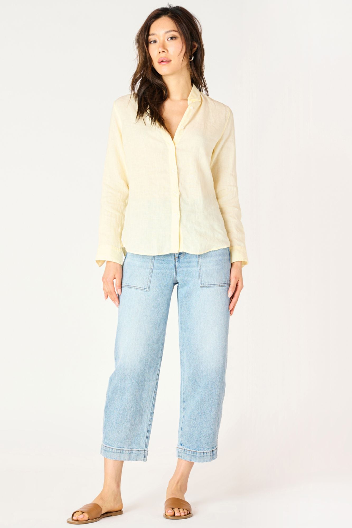 Mae LS Button Front Blouse