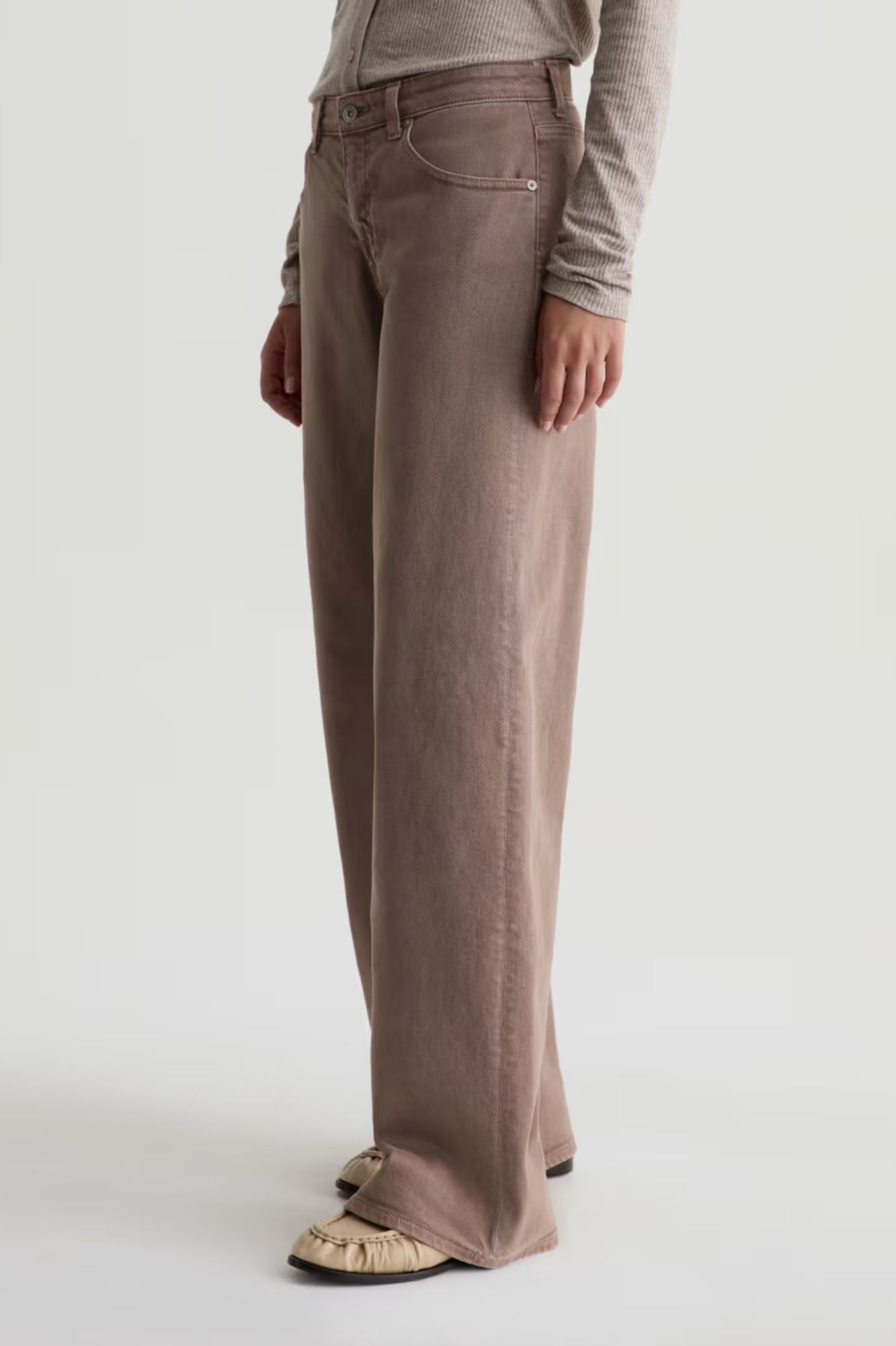 Adria Low-Rise Wide Leg Sulfur Taupe Grey