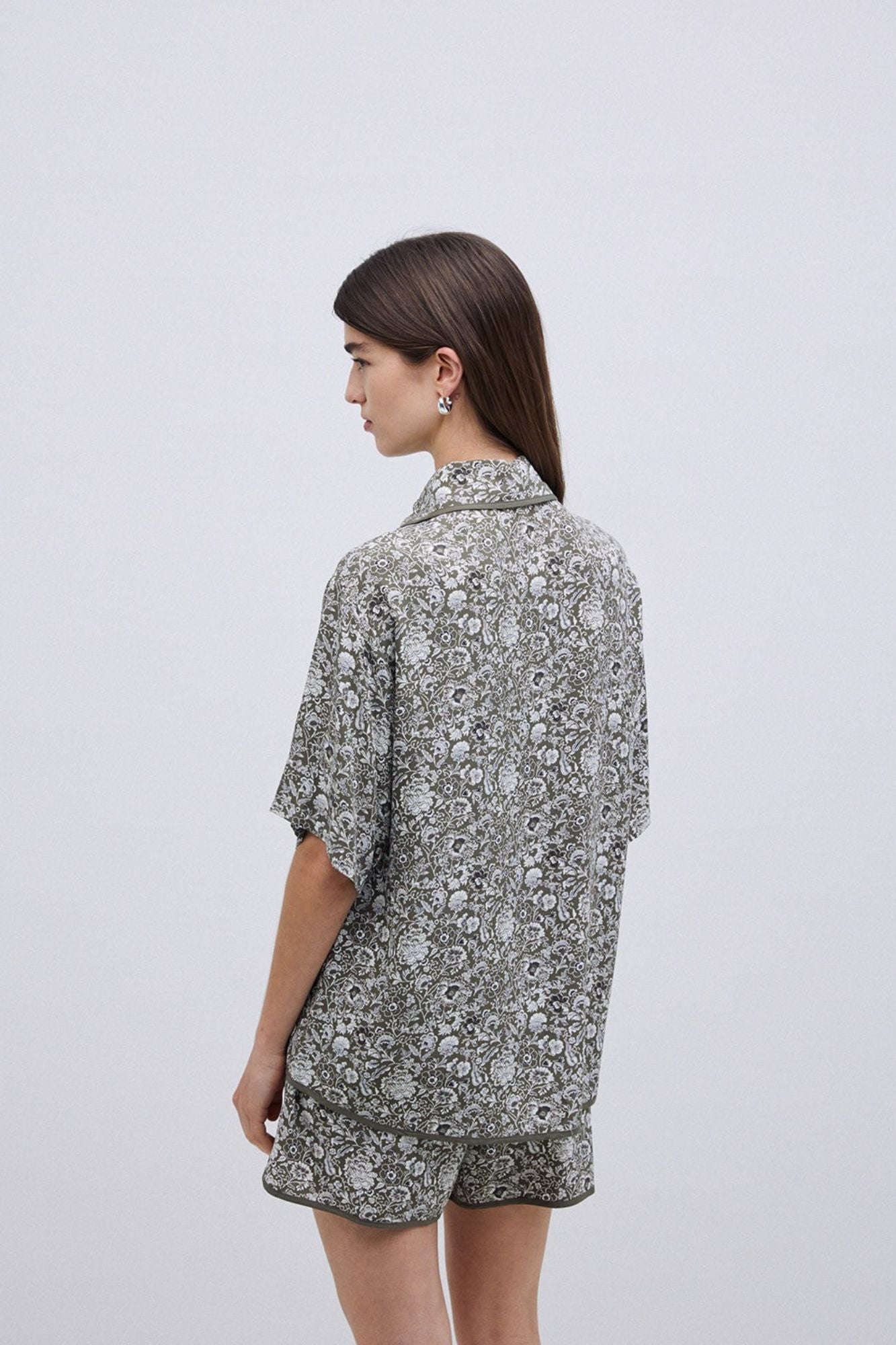 Khaki Floral Flowy Shirt