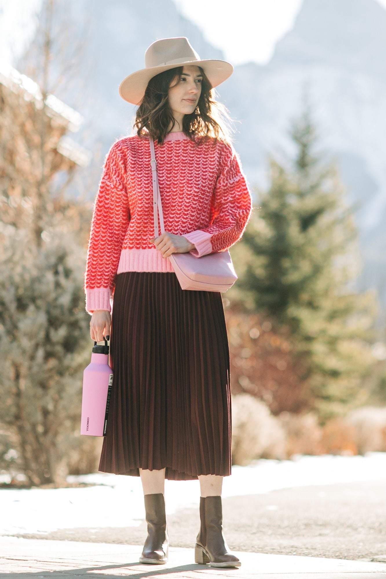 Silent Streets Pleated Midi Skirt