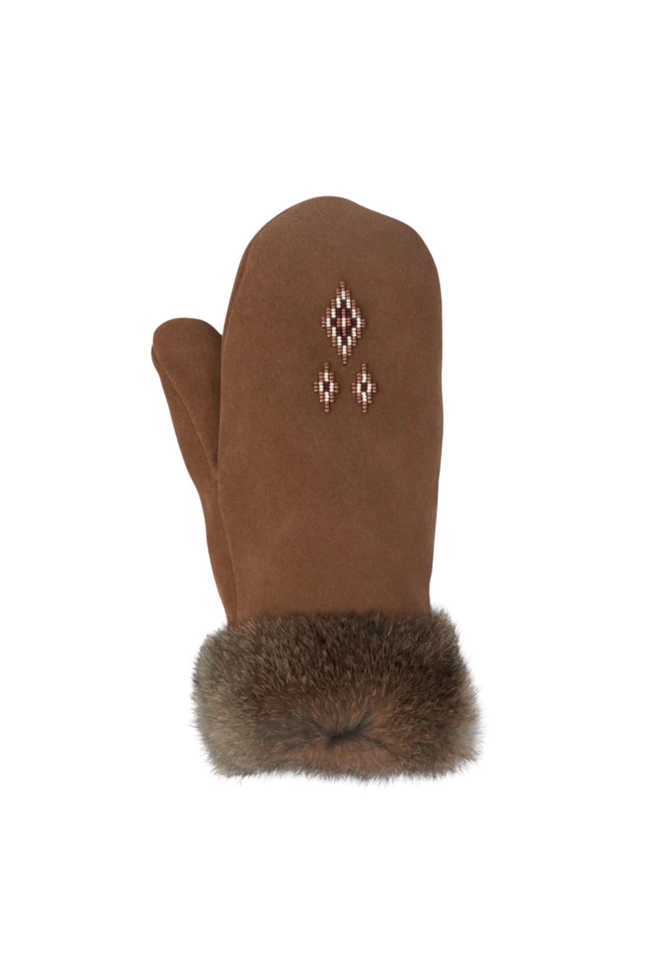 Fur Trim Leather Mitt