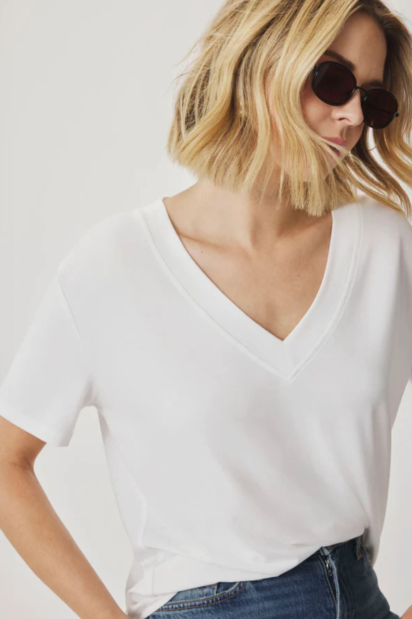 Kacey Bamboo V Neck SS Tee