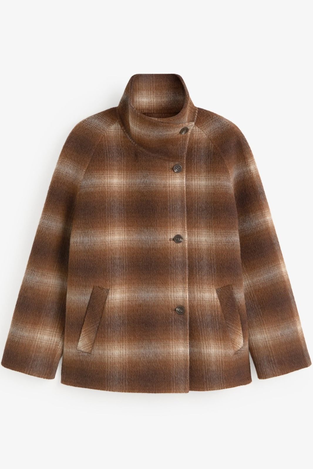 Short Handmade Coat with High Neck