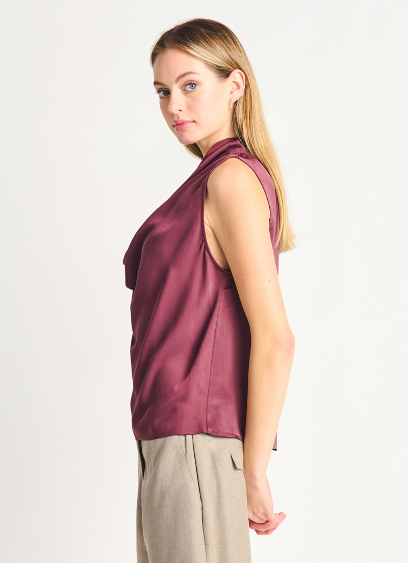 Satin Cowl Neck Top