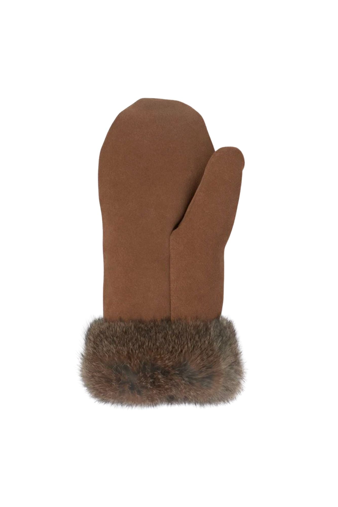 Fur Trim Leather Mitt