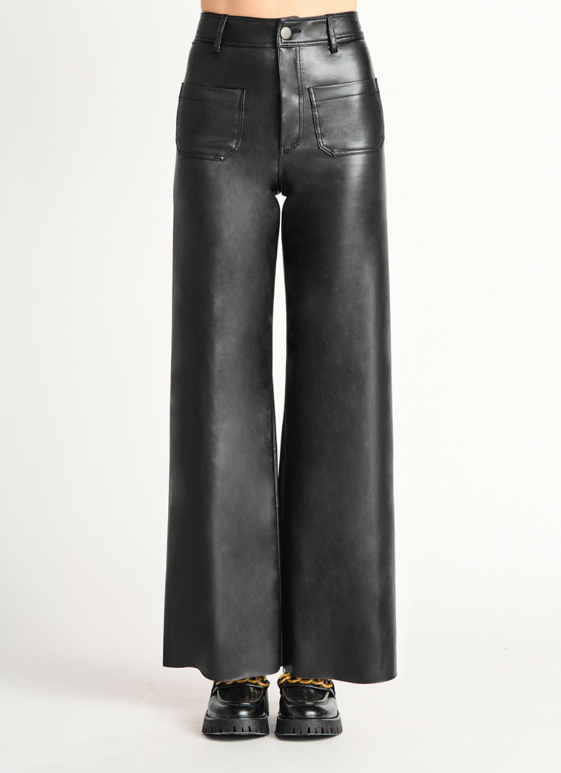 Wide Leg Faux Leather Pant - Indigo Bay