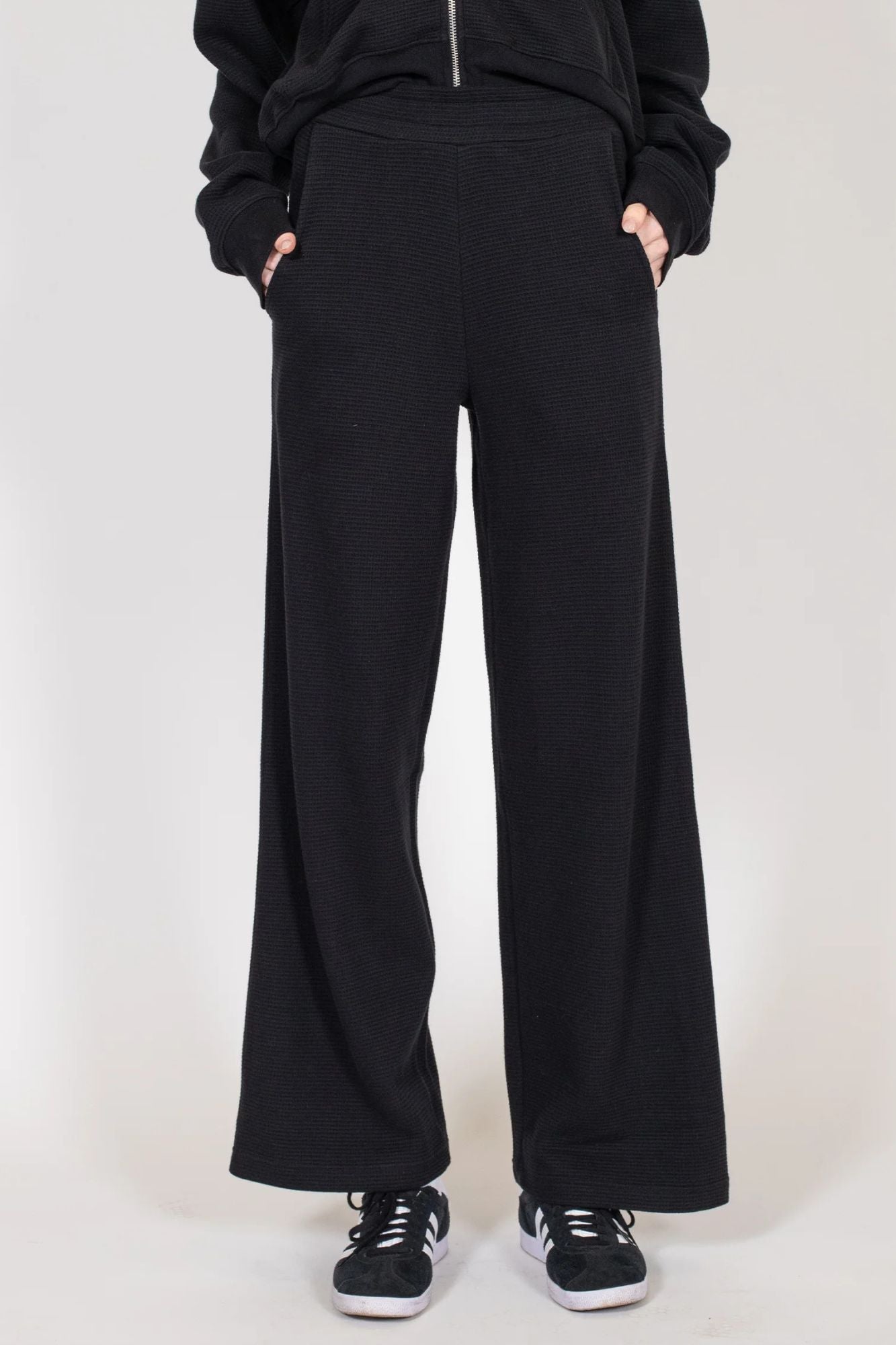 Waffle Knit Wide Leg Pant