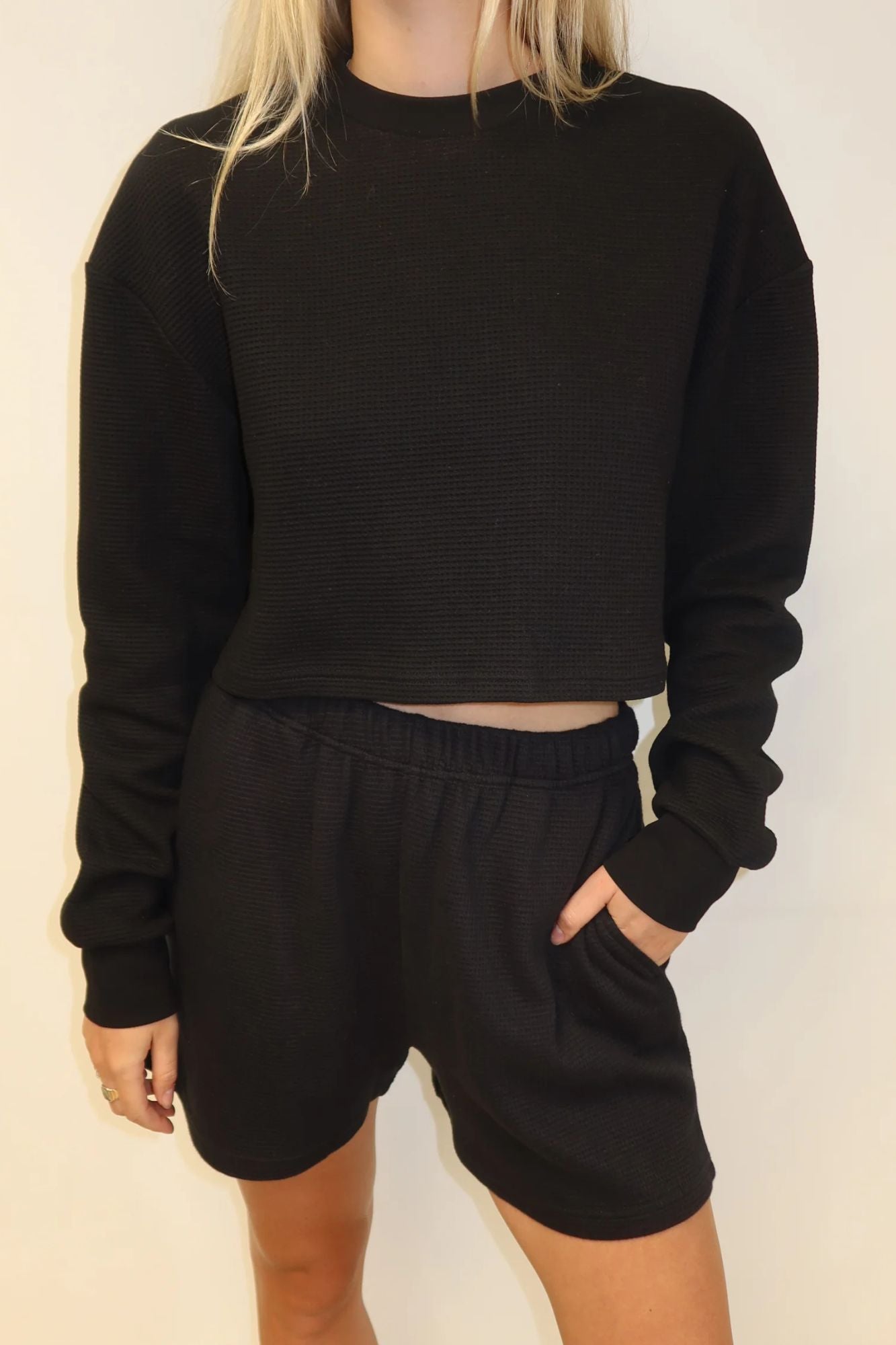 Waffle Knit Little Sister Boxy Tee