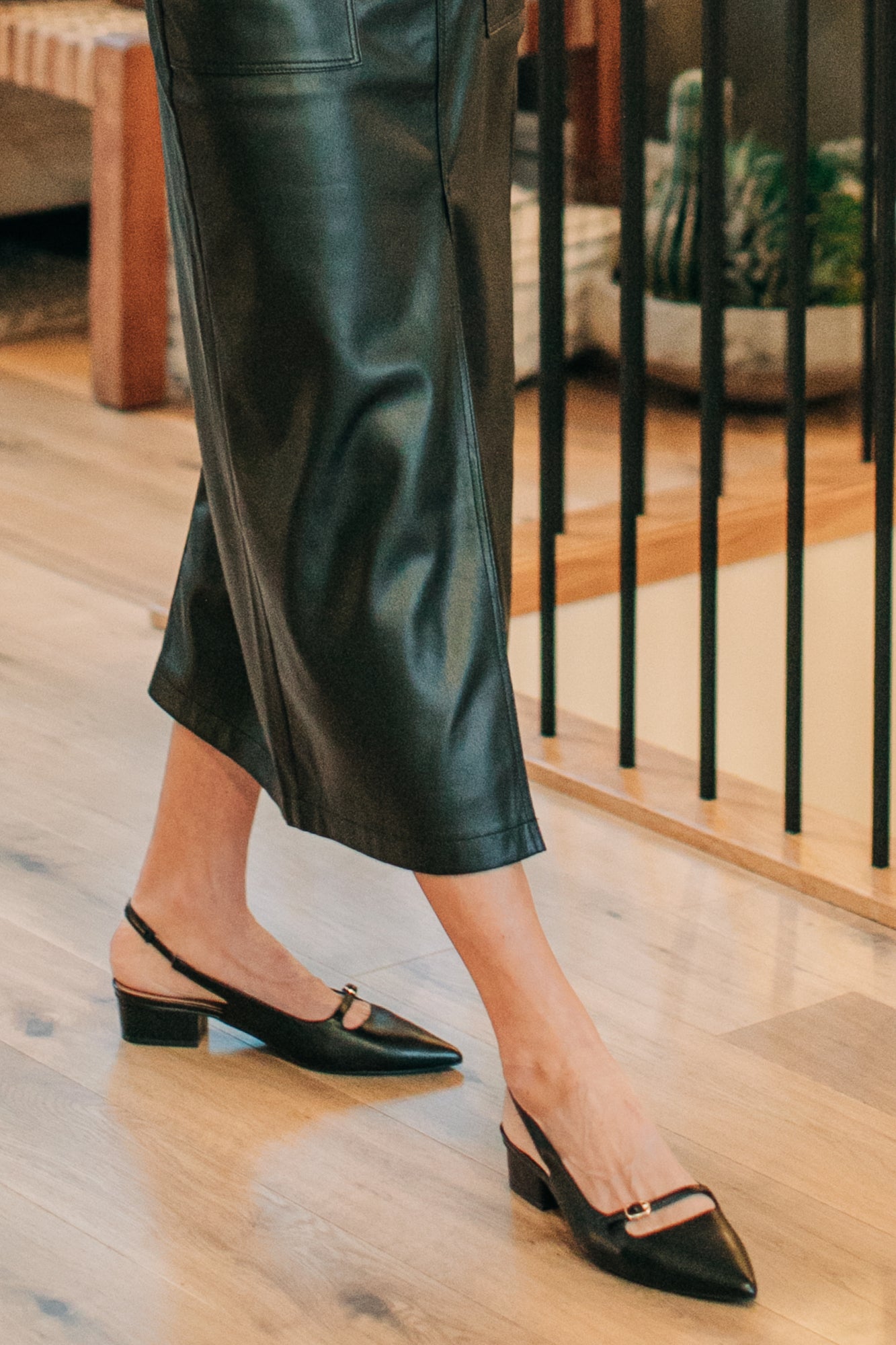 Maude Pointed Toe Slingback Low Heel