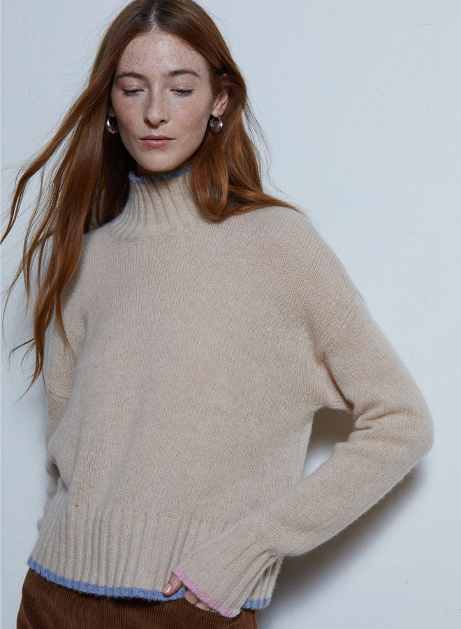 Mockneck with Colorblock Tipping
