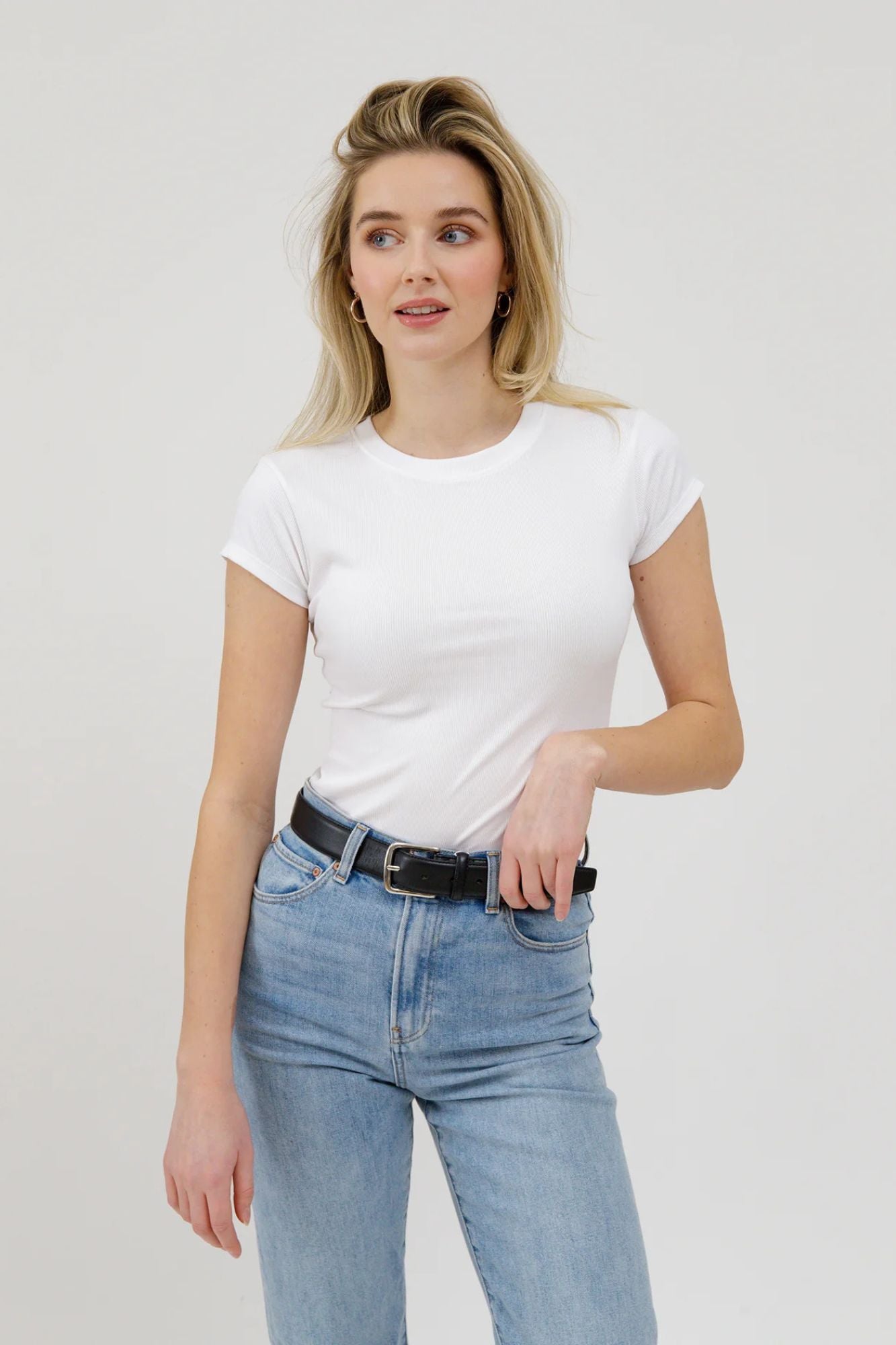 Ribbed Cap Sleeve Tee