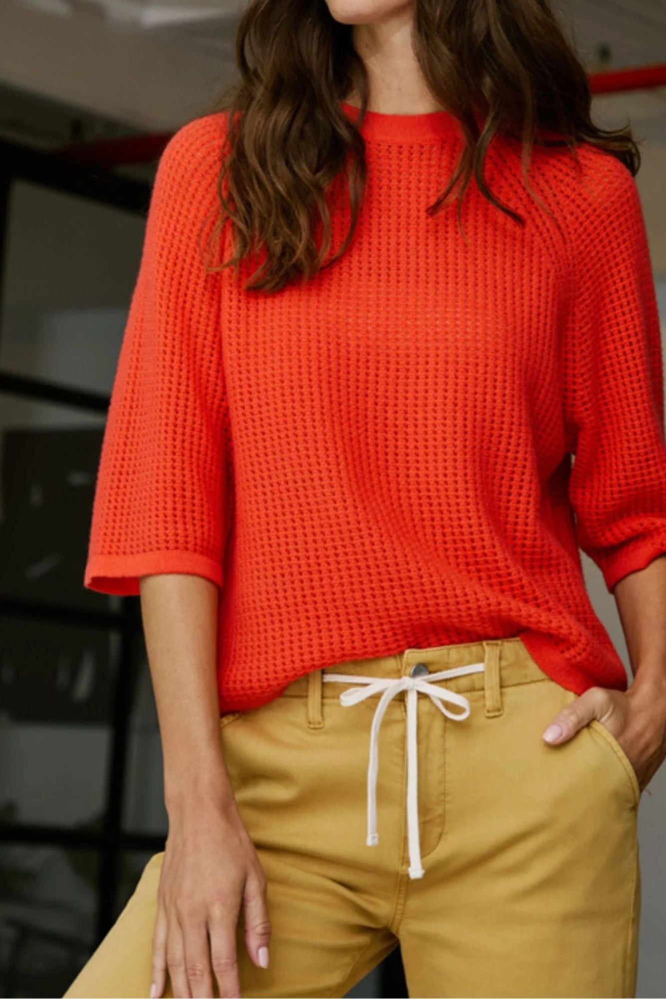 Short Sleeve Mesh Raglan Crew