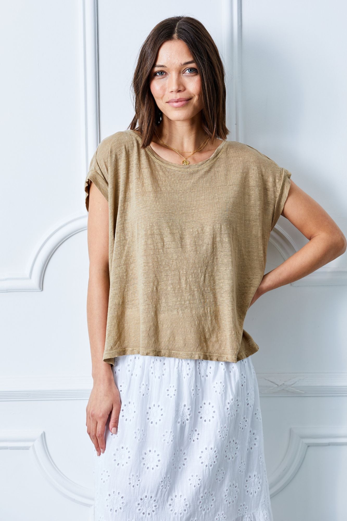 Lorenzo Linen Jersey Mix Tee