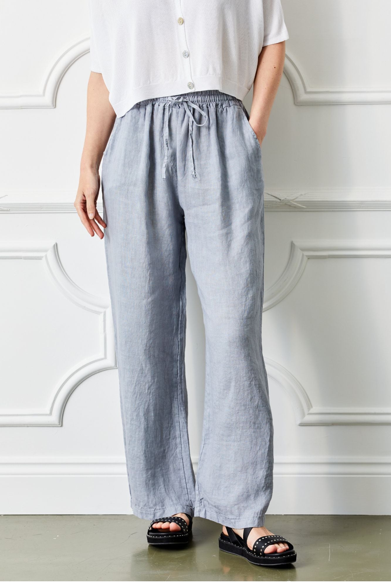 Lauren Drawstring Linen Palazzos