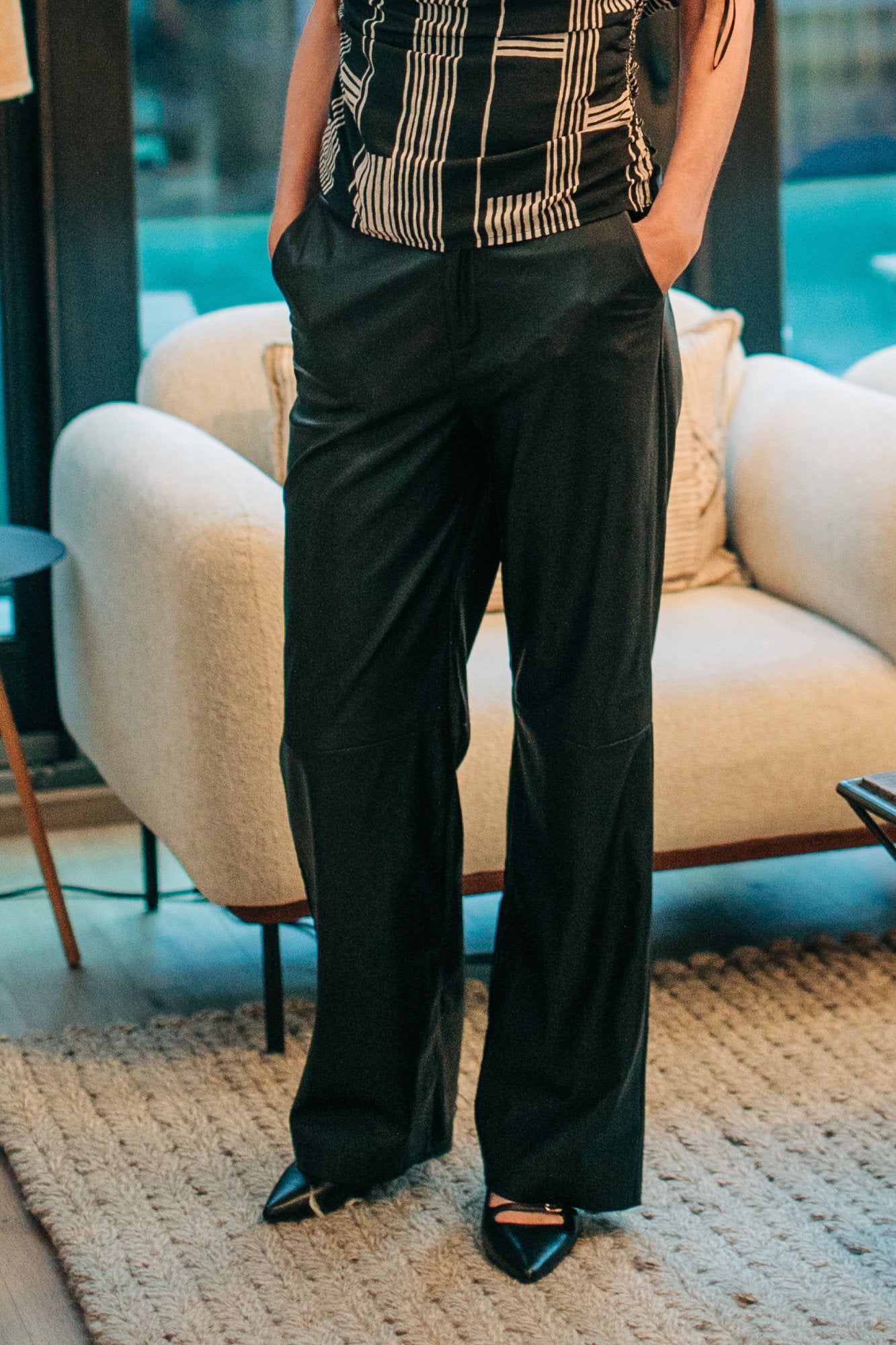 Trousers Wide Vegan Leather