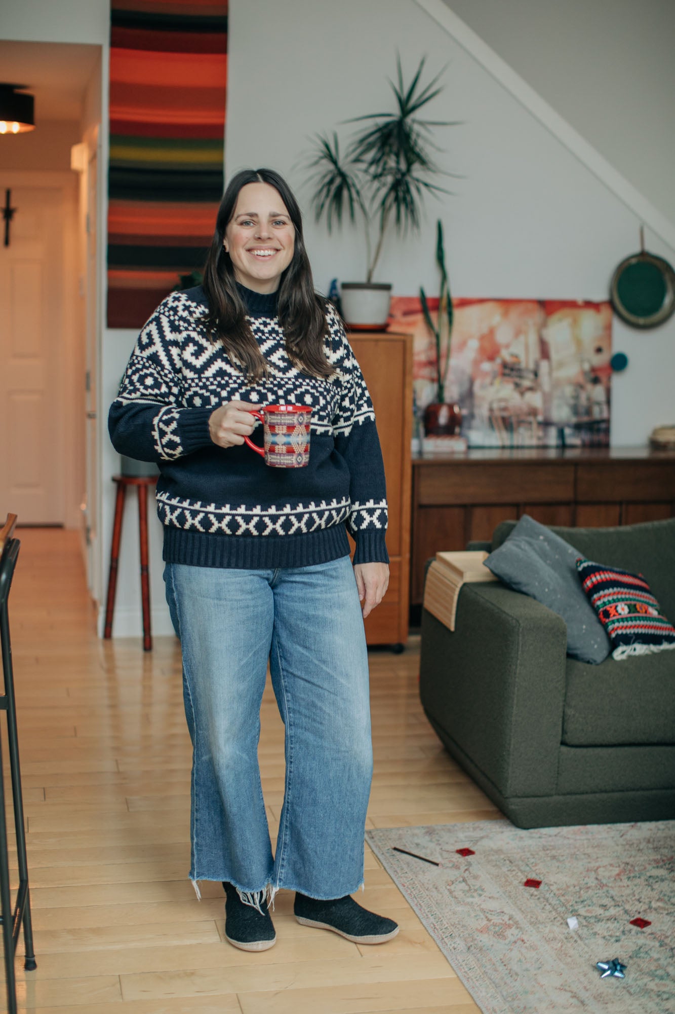 Fair Isle Knit Sweater Navy/Cream