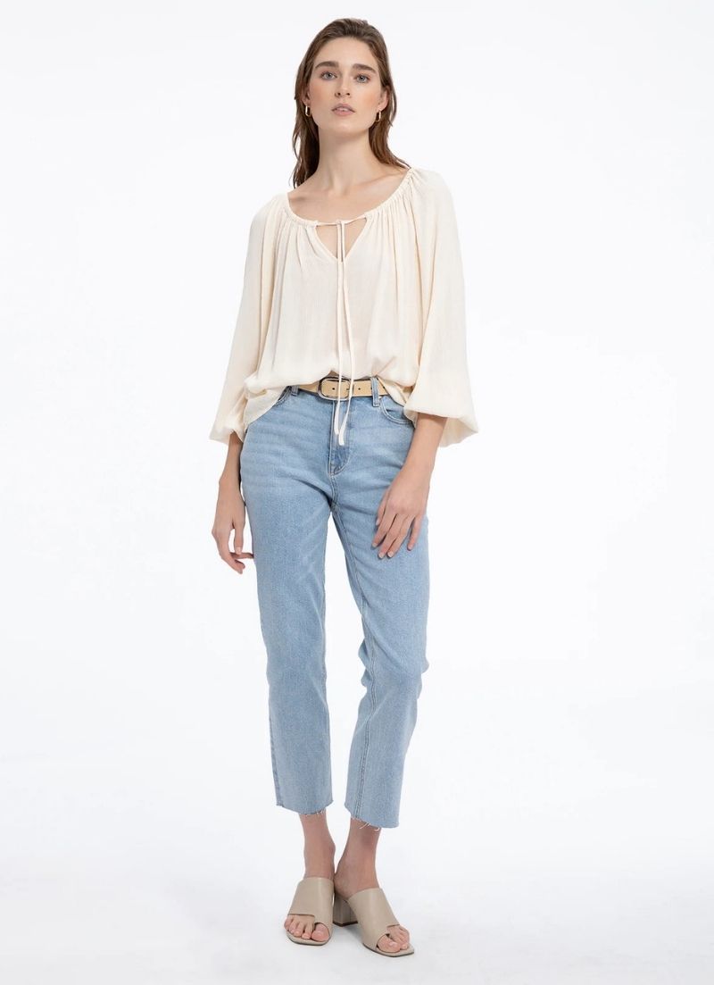 Tie Ballet Neck Blouse