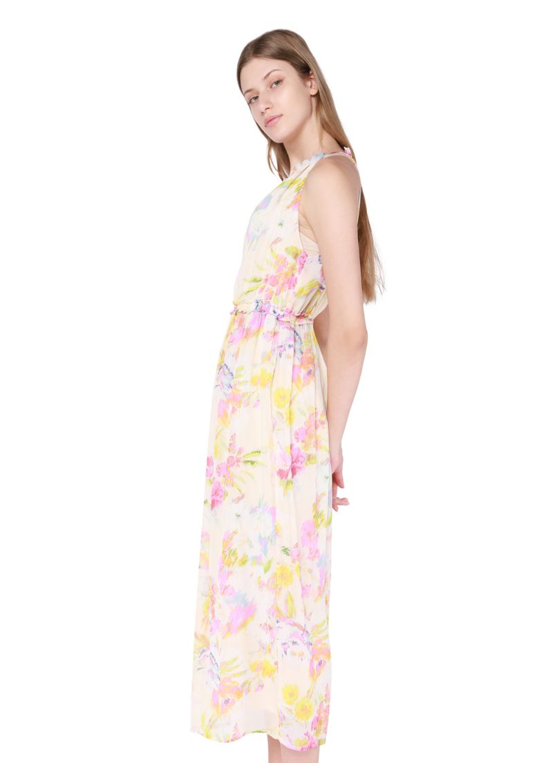 Robe midi dos nu à col en V