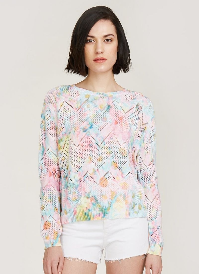 Pointelle Daisy Print Crew