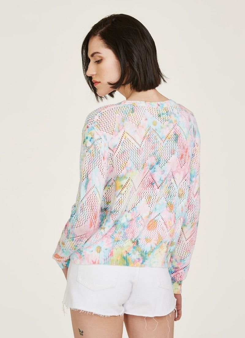 Pointelle Daisy Print Crew