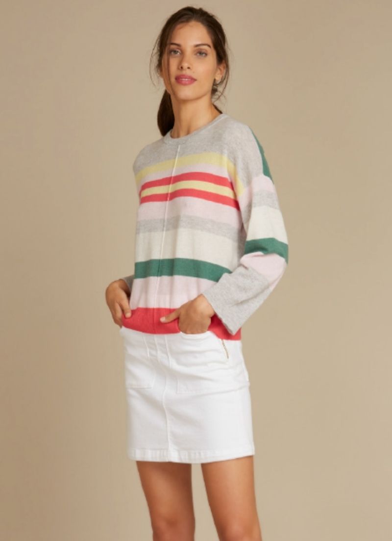 Autumn Cashmere - Mixed Stripe Boxy Crew