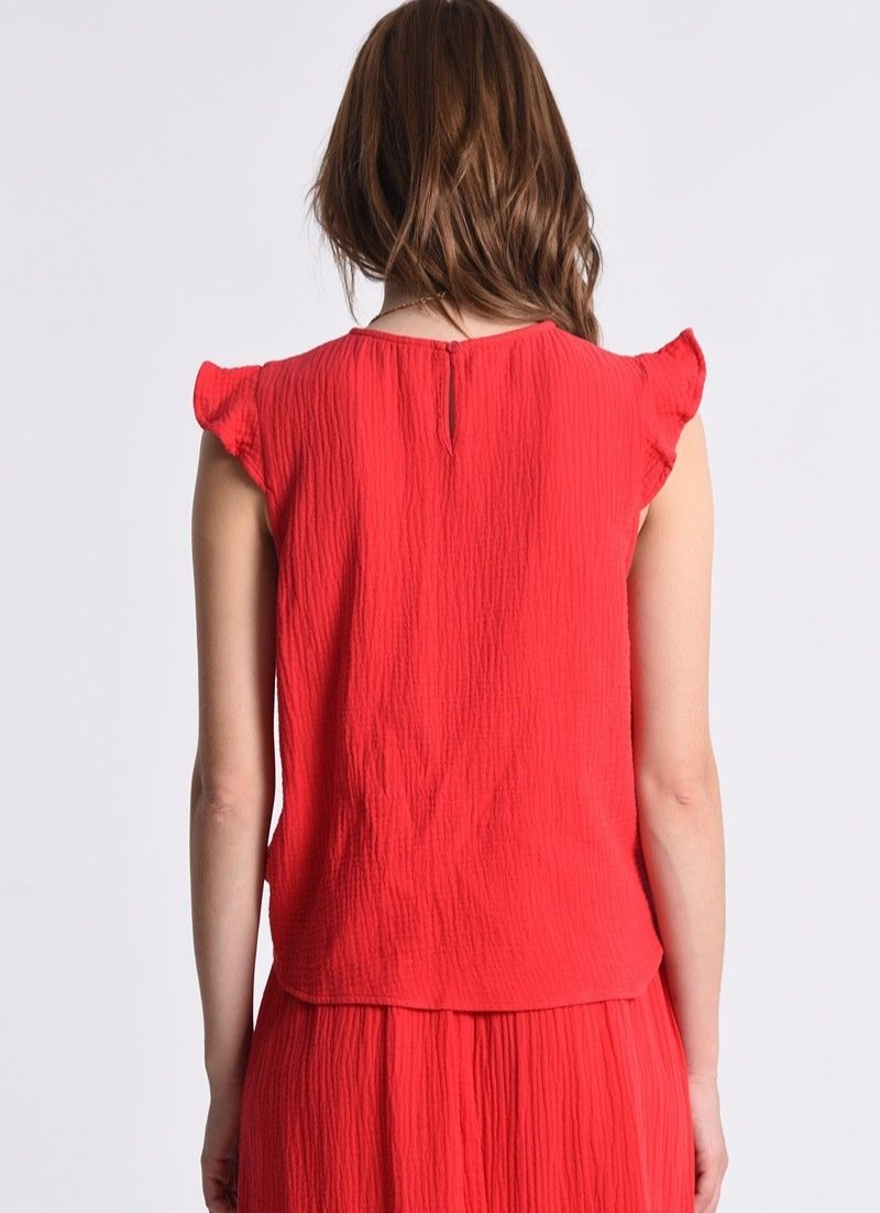 Tie Front Sleeveless Blouse