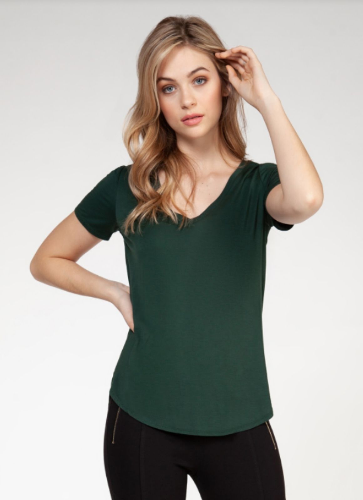 Dex hunter green v neck tee 1624038