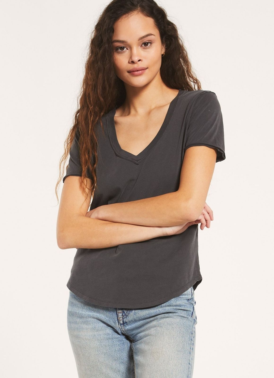 Z Supply - Organic Cotton V Neck Tee Washed Grey