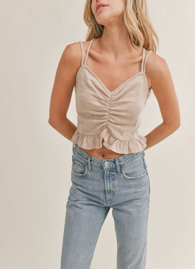 Penny Cross Strap Ruffle Crop Top
