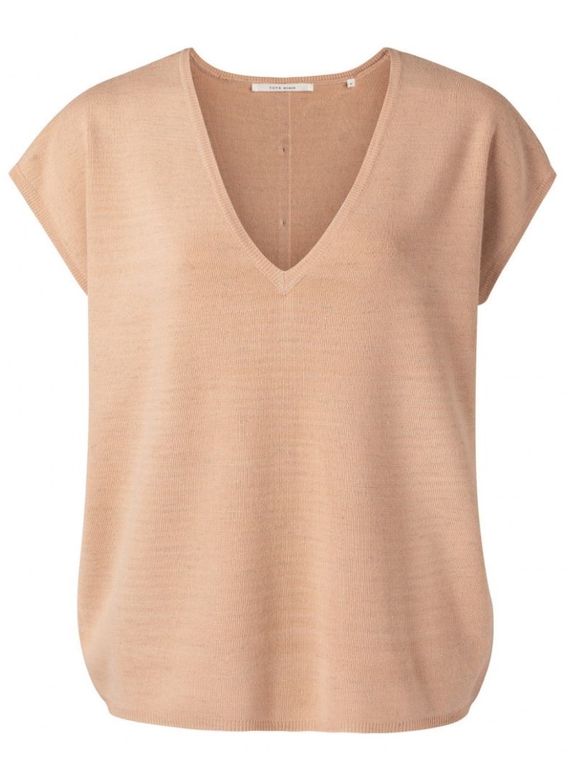 YAYA Vneck sweater with button detail at center back