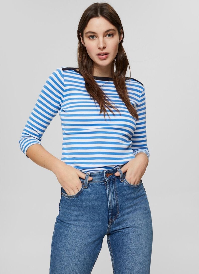Boat Neck Striped Tee