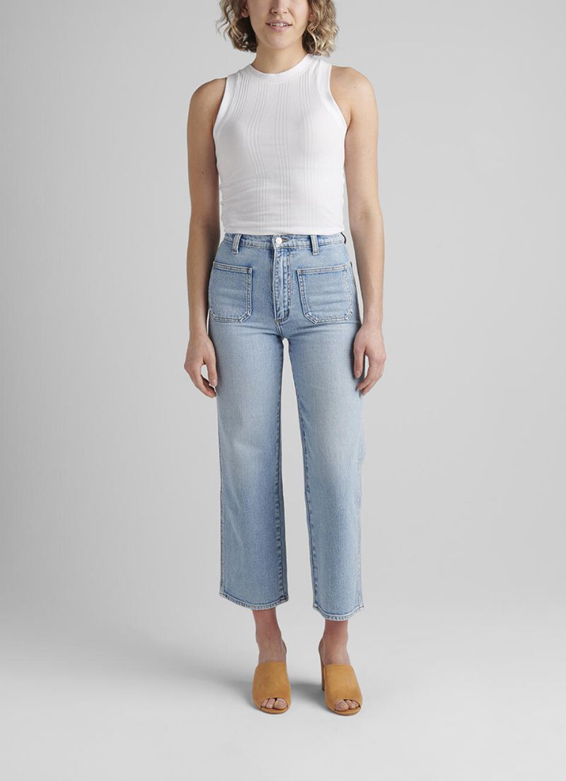 Patch Pocket High Rise Wide Leg Jeans