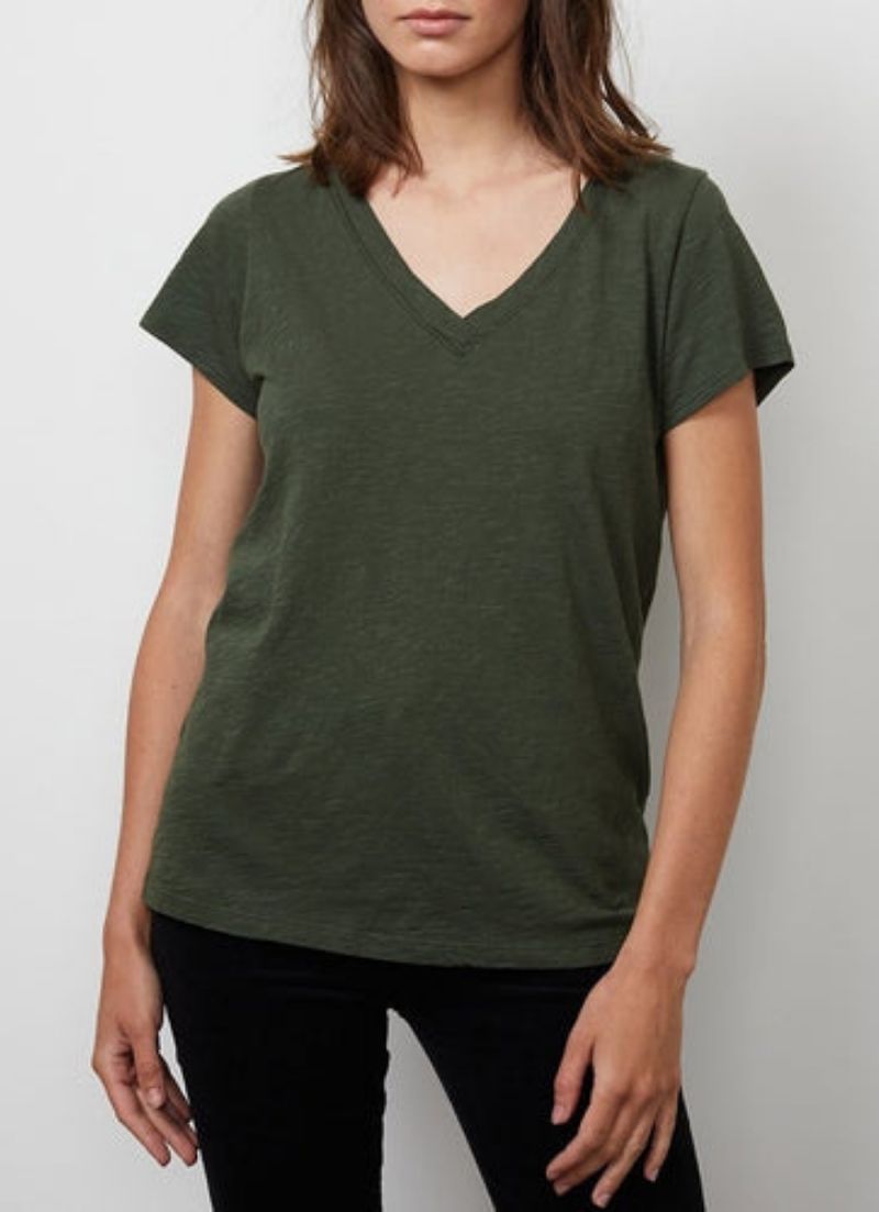Velours - T-shirt à col en V flammé Jilian